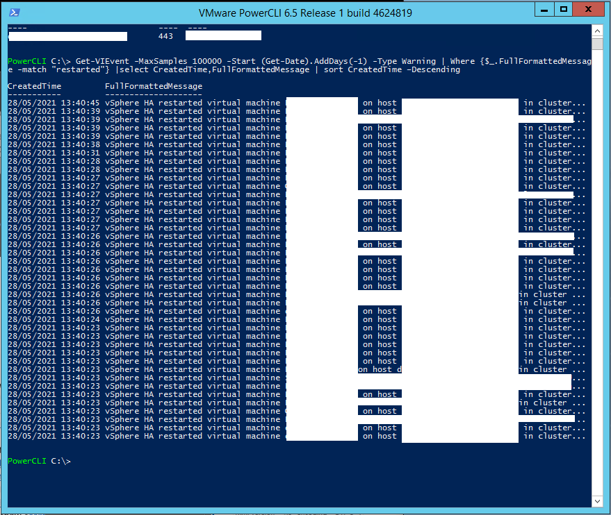 Use PowerCLI to find which VMs restarted after a HA protected host&nbsp;failure