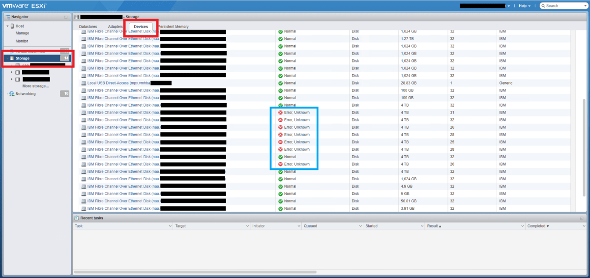 ESXi host mappings unexpectedly removed from&nbsp;SAN